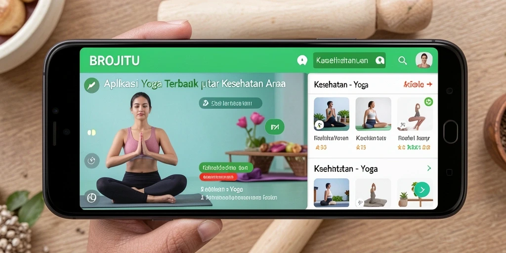 Tampilan antarmuka aplikasi Yoga BROJITU yang intuitif dan mudah digunakan.
