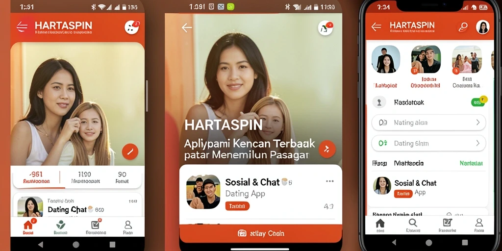 Tampilan antarmuka HARTASPIN dengan fitur kencan yang menarik.