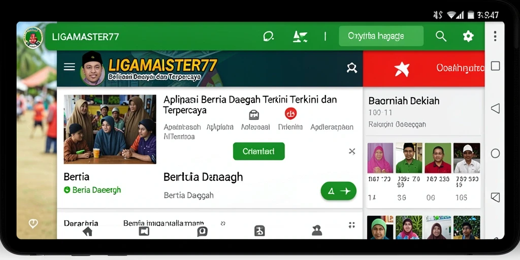Tampilan antarmuka LIGAMASTER77 menampilkan berita daerah terkini.