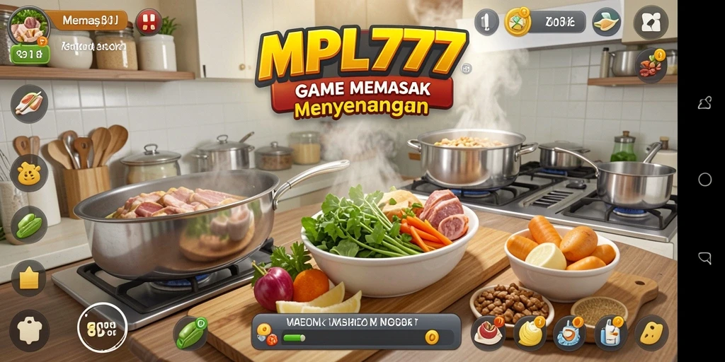 Tampilan antarmuka permainan memasak yang menarik dan interaktif.