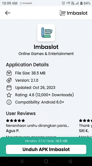 Tampilan halaman APK lmbaslot