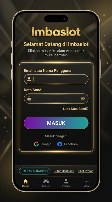 Tampilan halaman login lmbaslot